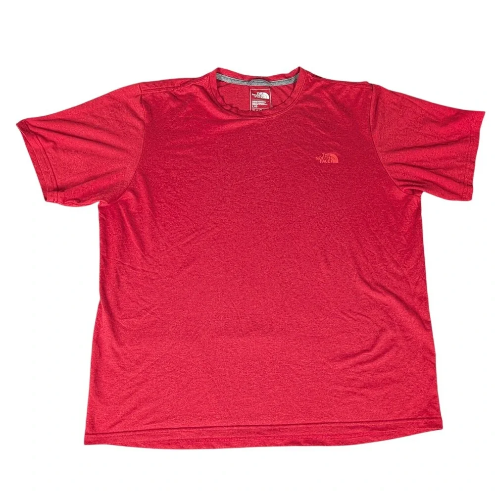 The North Face Mens FlashDry Short Sleeve Performance Tee Red Heathered Logo